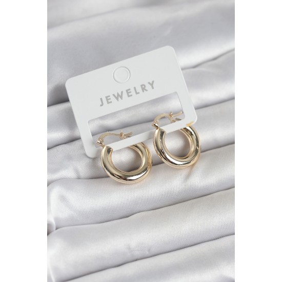 Gold Renk Pirinç Halka 20 mm Kadın Küpe - TJ-BKP11761