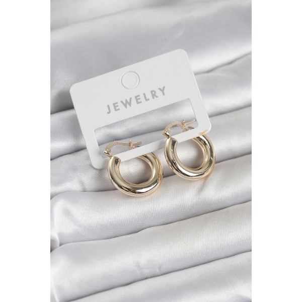 Gold Renk Pirinç Halka 20 mm Kadın Küpe - TJ-BKP11761