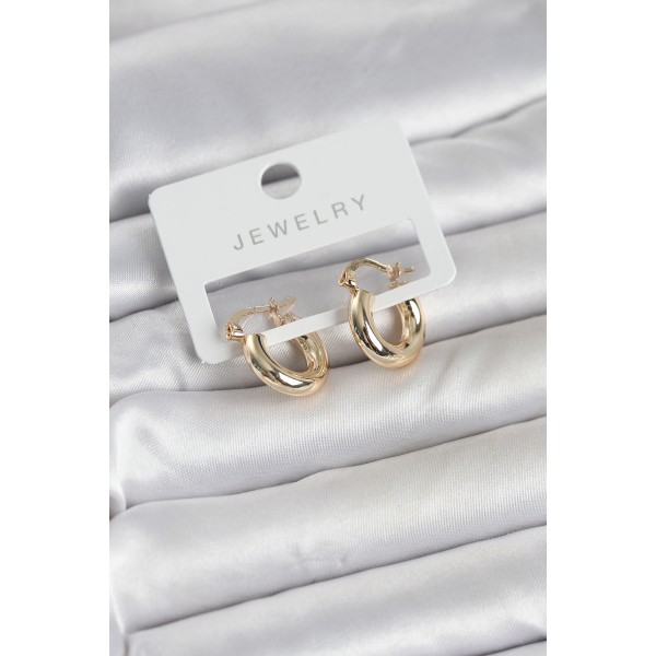 Gold Renk Pirinç Halka 15 mm Kadın Küpe - TJ-BKP11763