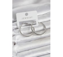 Gümüş Renk Pirinç Köşeli Kenar Halka 32 mm Kadın Küpe - TJ-BKP11766