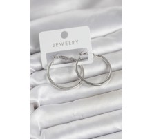 Gümüş Renk Pirinç Köşeli Kenar Halka 32 mm Kadın Küpe - TJ-BKP11766
