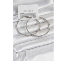 Gümüş Renk Pirinç Köşeli Kenar Halka 54 mm Kadın Küpe - TJ-BKP11768