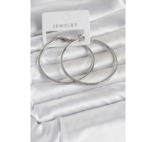 Gümüş Renk Pirinç Köşeli Kenar Halka 54 mm Kadın Küpe - TJ-BKP11768