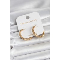 Gold Renk Pirinç Tırtık Model Kadın Küpe TJ-BKP11771