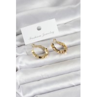 Gold Renk Kare Halka Model Kadın Küpe TJ-BKP11773