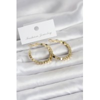 Pirinç Gold Renk Kare Halka Model Kadın Küpe TJ-BKP11774