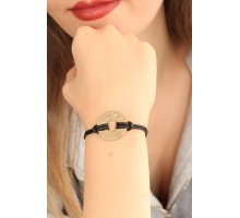 LUCKY (Şanslı) Siyah Deri İpli Unisex Mood Bileklik - TJ-BB1982