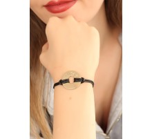LUCKY (Şanslı) Siyah Deri İpli Unisex Mood Bileklik - TJ-BB1982