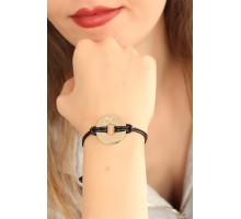 OKAY (İyi) Siyah Deri İpli Unisex Mood Bileklik - TJ-BB1983