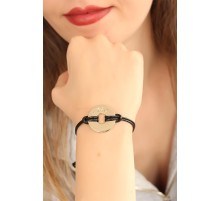 OKAY (İyi) Siyah Deri İpli Unisex Mood Bileklik - TJ-BB1983