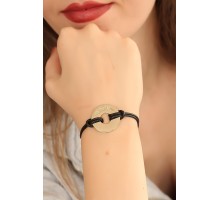 HAPPY (Mutlu) Siyah Deri İpli Unisex Mood Bileklik - TJ-BB1987