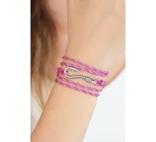 Karışık Desenli Pembe Renk Gümüş Metal Kancalı Bayan Çoklu Bileklik - TJ-BB2376-KS