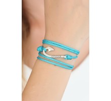 Mavi Renk Gümüş Metal Kancalı Bayan Çoklu Bileklik - TJ-BB2377-KS