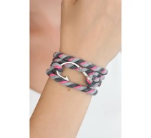 Karışık Desenli Pembe Gri Gümüş Metal Kancalı Bayan Çoklu Bileklik - TJ-BB2378-KS