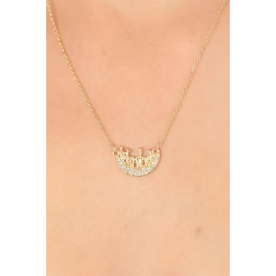 Zirkon Taşlı Bayan Kolye - TJ-BKO4623-KS