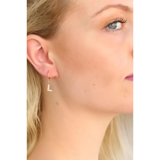 L Harf Bayan Küpe - TJ-BKP4850-KS