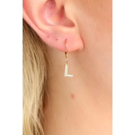 L Harf Bayan Küpe - TJ-BKP4850-KS