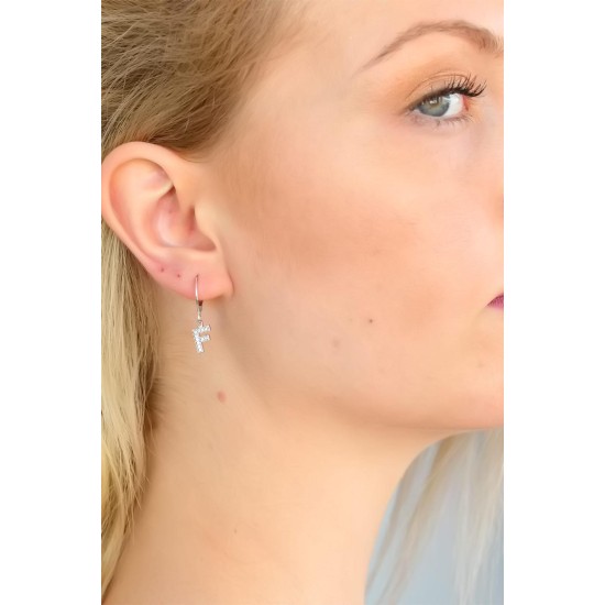 F Harf Bayan Küpe - TJ-BKP4866-KS