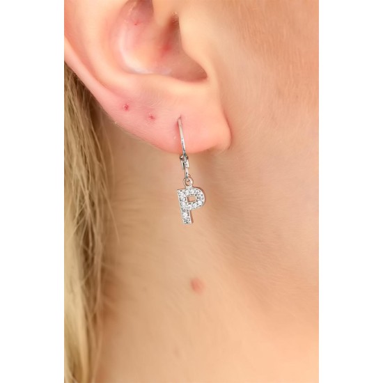 P Harf Bayan Küpe - TJ-BKP4871-KS