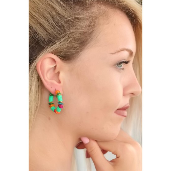 Yeşil Renk Taşlı Bayan Küpe - TJ-BKP4930-KS