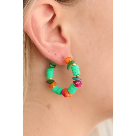 Yeşil Renk Taşlı Bayan Küpe - TJ-BKP4930-KS