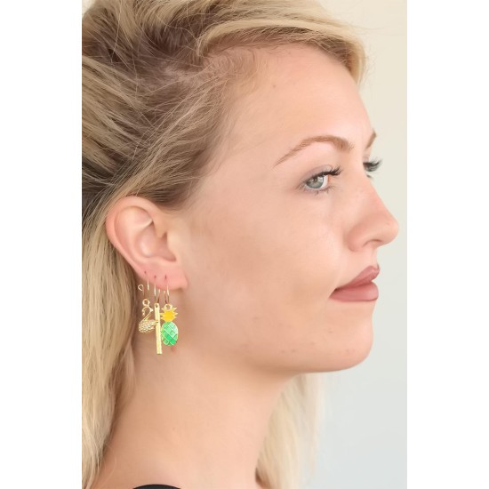Ananaslı Üçlü Küpe Seti - TJ-BKP4941-KS