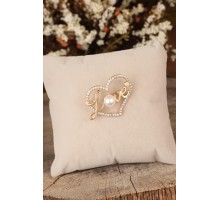 Zirkon Taşlı Love Yazılı Kalpli Broş - TJ-BRS194