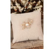 Zirkon Taşlı Love Yazılı Kalpli Broş - TJ-BRS194