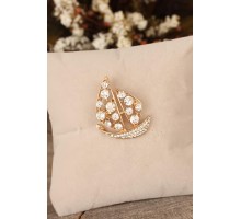 Zirkon Taşlı Yelken Figürlü Broş - TJ-BRS256