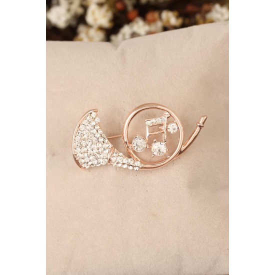 Zirkon Taşlı Saksafon Figürlü Broş - TJ-BRS261