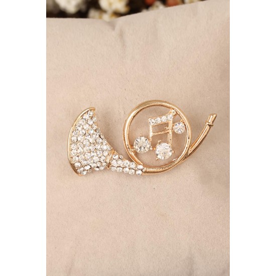 Zirkon Taşlı Saksafon Figürlü Broş - TJ-BRS262