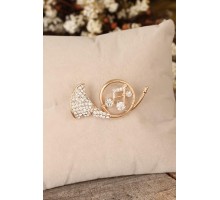 Zirkon Taşlı Saksafon Figürlü Broş - TJ-BRS262