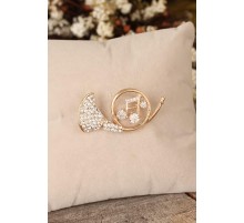 Zirkon Taşlı Saksafon Figürlü Broş - TJ-BRS262