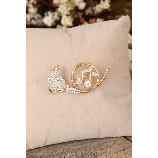 Zirkon Taşlı Saksafon Figürlü Broş - TJ-BRS262