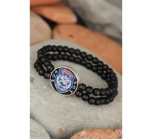 Siyah Renk Çift Sıra Oniks Doğal Taş PÖH Tasarımlı Erkek Bileklik - TJ-EB1771