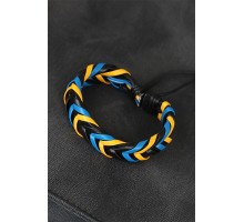 Sarı Lacivert Siyah Örgü Deri Erkek Bileklik - TJ-EB1845