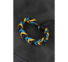 Sarı Lacivert Siyah Örgü Deri Erkek Bileklik - TJ-EB1845