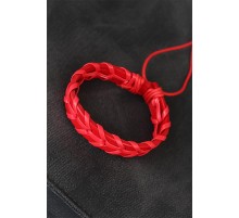 Kırmızı Örgü Deri Erkek Bileklik - TJ-EB1852