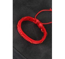 Kırmızı Renk Ayarlamalı İpli Deri Erkek Bileklik - TJ-EB1865