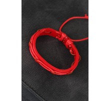 Kırmızı Renk Ayarlamalı İpli Deri Erkek Bileklik - TJ-EB1865