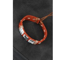 Mermer Taşlı Kahverengi Deri Erkek Bileklik - TJ-EB1867