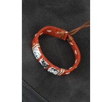 Mermer Taşlı Kahverengi Deri Erkek Bileklik - TJ-EB1867