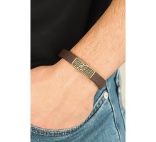 Eskitme Metal Zebra Aksesuarlı Kahverengi Deri Erkek Bileklik - TJ-EB2068-KS