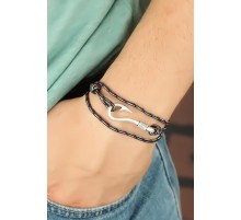 Çizgi Desenli Metal Kancalı Erkek Bileklik - TJ-EB2239-KS