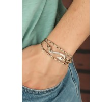 Krem Renk Çizgi Desenli Metal Kancalı Erkek Bileklik - TJ-EB2241-KS