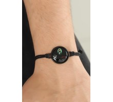 Siyah Renk Deri Ayarlamlı İpli Ya Ali Erkek Bileklik - TJ-EB2357-KS