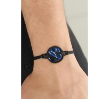 Siyah Renk Deri Ayarlamlı İpli Kayı Boyu Erkek Bileklik - TJ-EB2369-KS