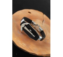 Deniz Çapalı Metal Aksesuarlı Siyah Renk Deri Erkek Bileklik - TJ-EB2535-KS