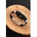 Deniz Çapalı Metal Aksesuarlı Siyah Renk Deri Erkek Bileklik - TJ-EB2535-KS