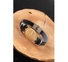 Gold Renk Baykuşlu Metal Aksesuarlı Siyah Renk Deri Erkek Bileklik - TJ-EB2542-KS